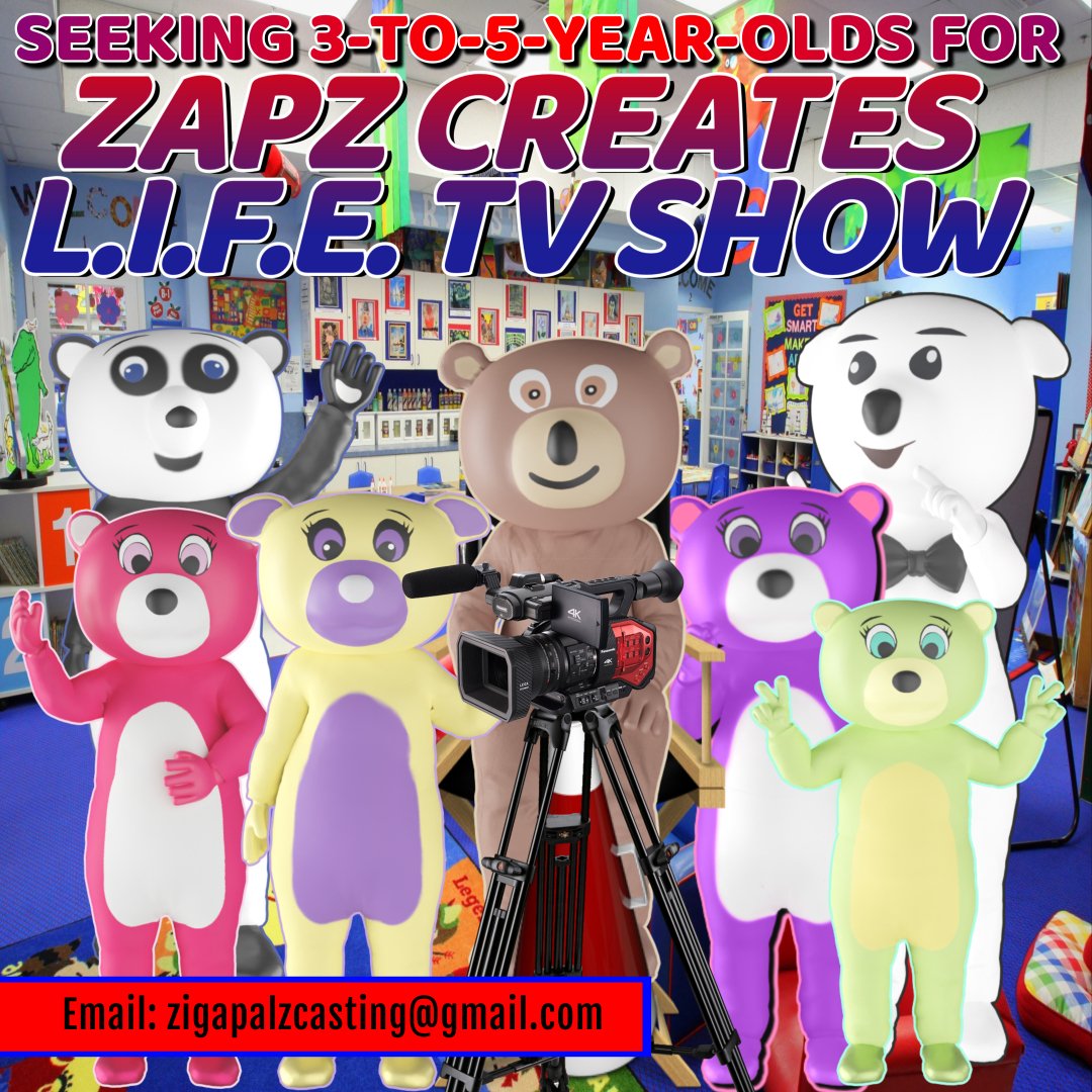 ZapzNetwork's tweet photo. Seeking 3-5 year olds for an on going TV Show. Must live in the state of Florida as this is where the TV Show is based. https://t.co/5eEL9OtNu2