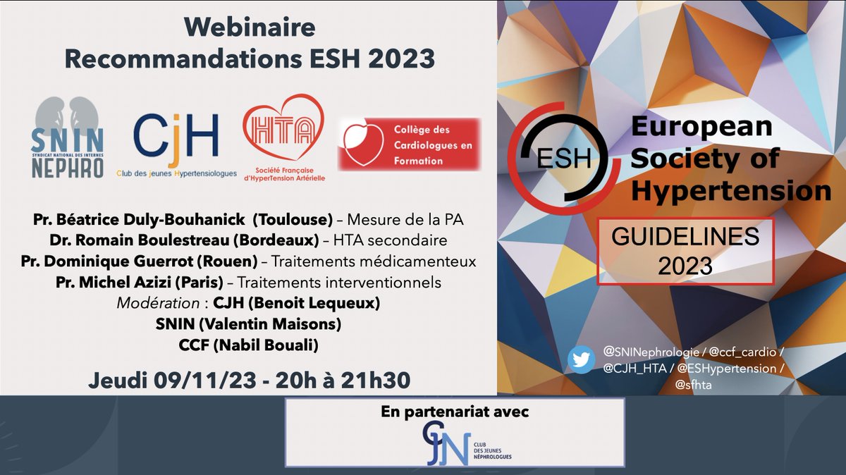 SNINephrologie (@sninephrologie) on Twitter photo 🍁Woh ! Avec <a href="/sfhta/">Société Française d'Hypertension Artérielle</a> <a href="/CJH_HTA/">cjhta</a> et <a href="/CCF_cardio/">CCF</a> (merci <a href="/CJNephro/">CJ Néphro</a> également) on vous a concocté un super webinaire recos <a href="/ESHypertension/">European Society of Hypertension</a> le 09/11/23 à 20h !🍁
🟢Inscrivez vous sur ce lien (+après le Zoom) 🟢
forms.gle/vemugVYiKepizX…
Bon match ce soir 🏉🇫🇷🇿🇦 🍁Woh ! Avec <a href="/sfhta/">Société Française d'Hypertension Artérielle</a> <a href="/CJH_HTA/">cjhta</a> et <a href="/CCF_cardio/">CCF</a> (merci <a href="/CJNephro/">CJ Néphro</a> également) on vous a concocté un super webinaire recos <a href="/ESHypertension/">European Society of Hypertension</a> le 09/11/23 à 20h !🍁
🟢Inscrivez vous sur ce lien (+après le Zoom) 🟢
forms.gle/vemugVYiKepizX…
Bon match ce soir 🏉🇫🇷🇿🇦