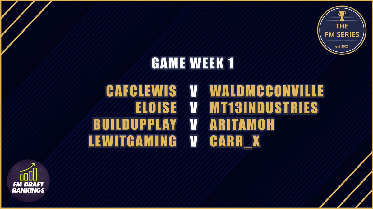 thefmseries1's tweet photo. Here are the fixtures for Game Week 1
@FMRankings #Wildcardweek https://t.co/9SXgXaDZZH