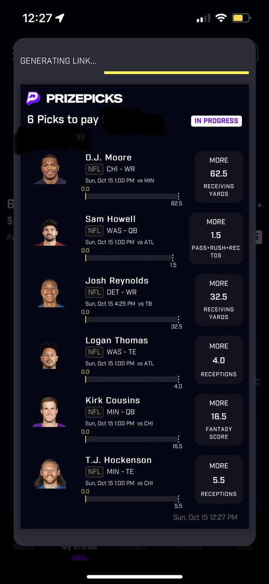 Picks for the NFL early window. If this goes 6 for 6 we will give away $50 to somebody who likes or retweets this tweet. Must be following as well. 

#NFL #prizepicklocks #PrizePicksNFL