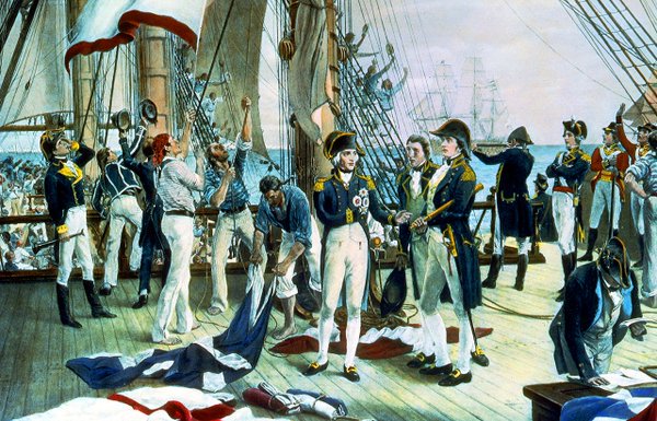 MilHistNow's tweet photo. RIGHT NOW in 1805, Horatio Nelson signals the British fleet sailing into battle at Trafalgar: "England expects every man to do his duty." https://t.co/LpXsXxLOqG