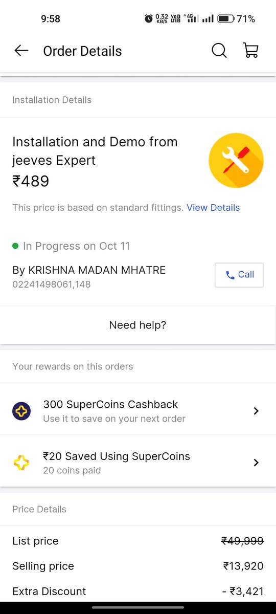 AashishSawant2's tweet photo. @BandBajaateRaho @Flipkart  Take action against this guy, he is not providing service property and not answering calls of customers even he is not replying call, worst installation guy ever, very disappointed @Flipkart https://t.co/igum3GKjh6