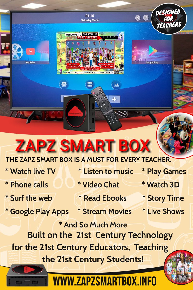 ZapzNetwork's tweet photo. Daycare's this is the Smart Box you want to have. Take the way you educate your students to the next level and put them ahead of others. And the ZAPZ Academy learning site will keep you with content to teach from. https://t.co/dW6ctaetEl