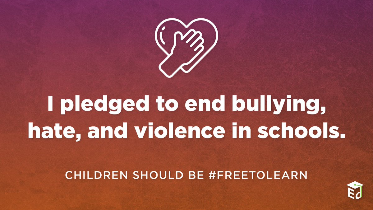 Every student should be free to learn safely without the threats of bullying, hatred, or violence.
 
That’s why ED & @HHSGov have teamed up for the #FreeToLearn Initiative - to create positive school climates for all students. safesupportivelearning.ed.gov/free-learn

#BullyingPreventionMonth