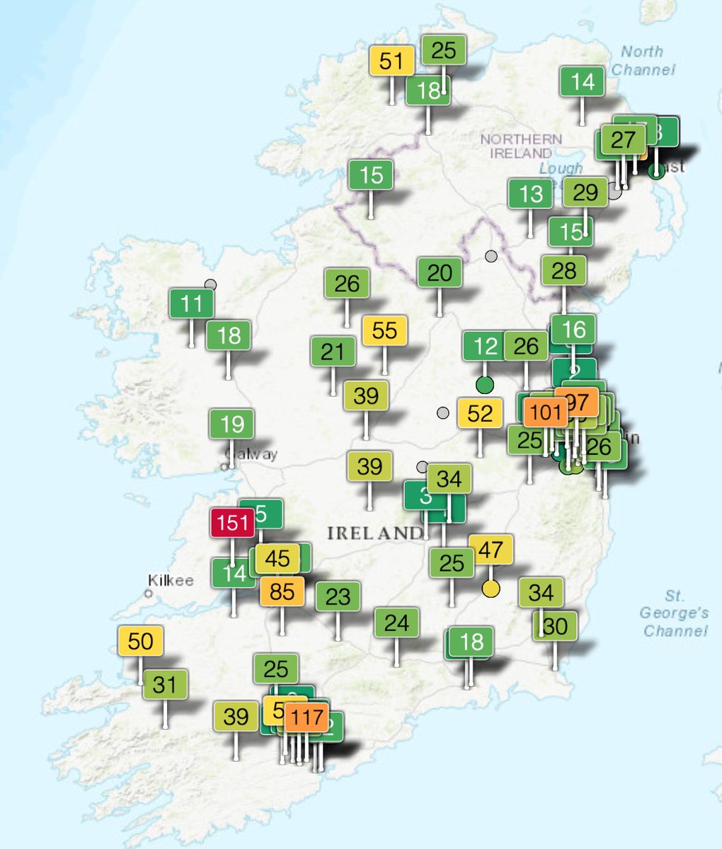 iamreddave's tweet image. Air pollution map of Ireland. The worst location is Ennis
#ireland #IrelandMap #100daysofmaps #day31
