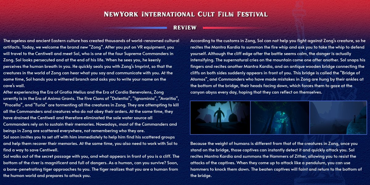NewYorkICFF's tweet photo. Here's the official review of the film "Zong" directed by Yingran Zhao.
Submit your film/script/photographs via @FilmFreeway , link in our bio.
Good luck! 📷
#BBIFF https://t.co/zGo35aER9A
