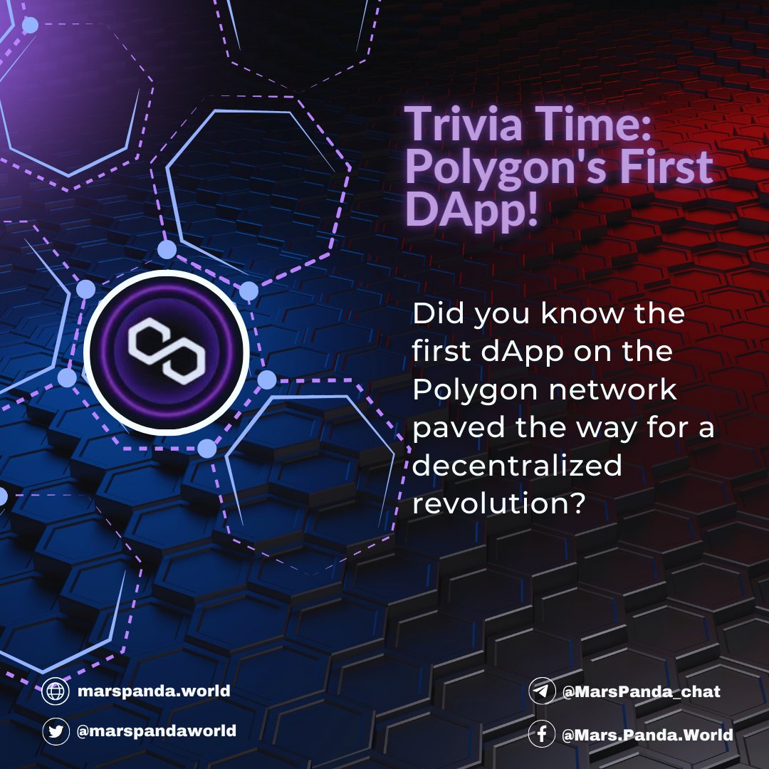 Think you know the answer?

Hint: 🚀 Launched in 2019, it showcased Polygon's scalability and speed, empowering developers worldwide. 

Can you guess the name of this groundbreaking dApp?

#MPT #Blockchain #BSC #CryptoTrivia #FirstDApp #Polygon