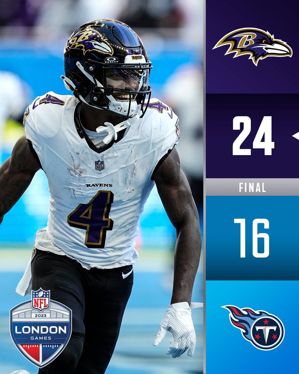 FINAL: @Ravens close out the London Games with a W. #BALvsTEN