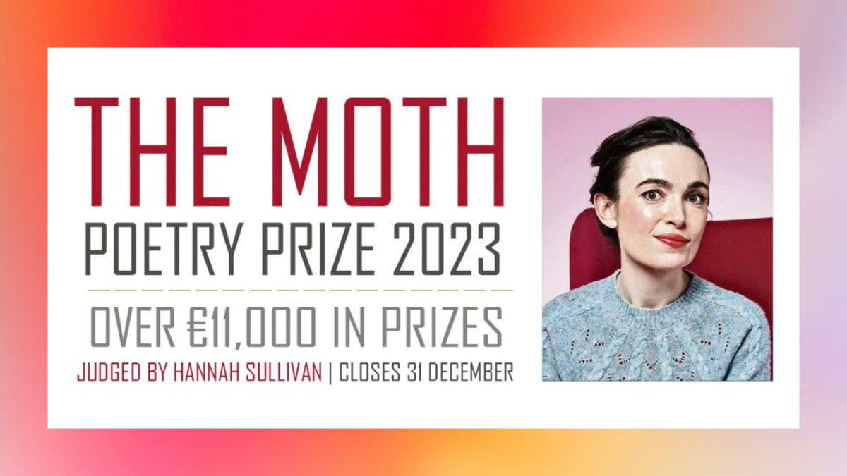 💸 12 cash prizes up for grabs. 
✏️ 11 weeks left to enter. 

The Moth Poetry prize is OPEN – and we want to hear from you! We're on the hunt worldwide for the best single unpublished poem. 

Judged by Hannah Sullivan. 
Closing 31 December.

Save the date: bit.ly/mothpoetry23