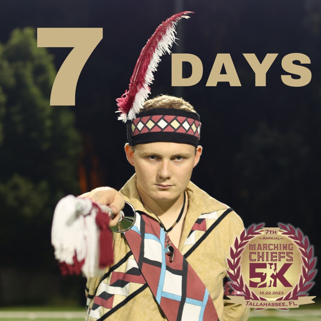 fsuchiefs5k's tweet photo. We’re one week away! It’s not too late to register! Visit https://t.co/zmQ2Pac54C or use the link in our bio for more info. See you there!

#mc5k #1week #5k #marchingchiefs https://t.co/9usAM9VgaU