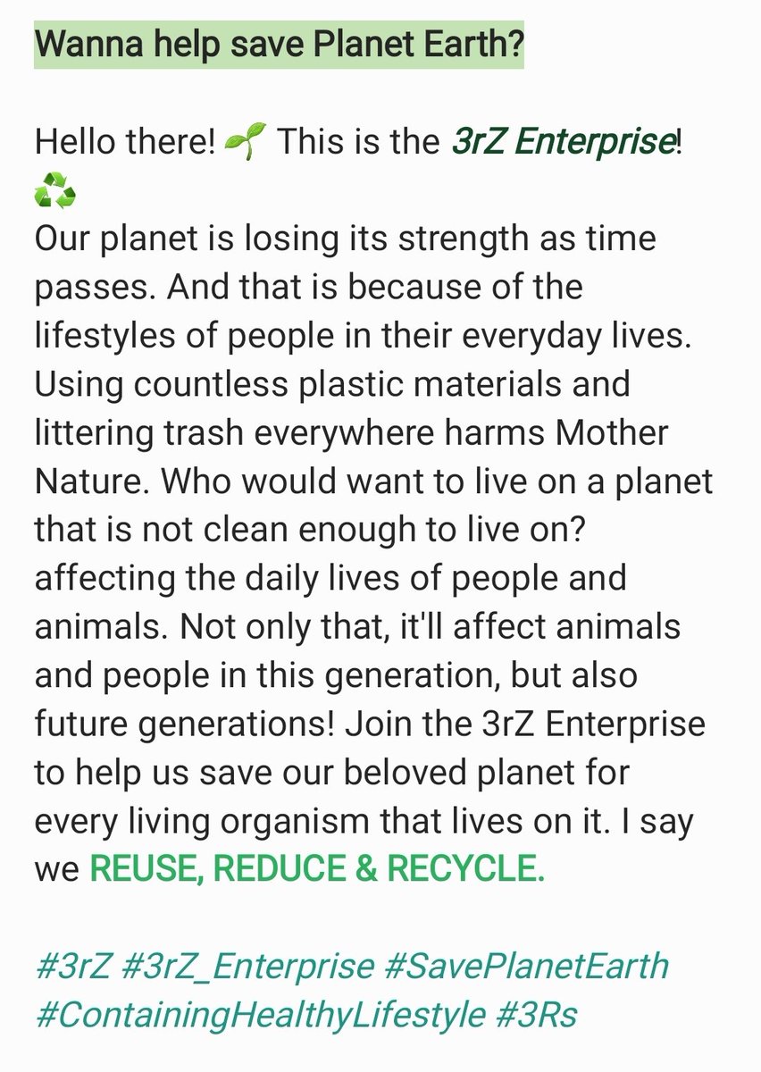 daralanceta's tweet photo. #3rZ #3rZ_Enterprise #SavePlanetEarth #ContainingHealthyLifestyle #3Rs https://t.co/tY75YtO9oV