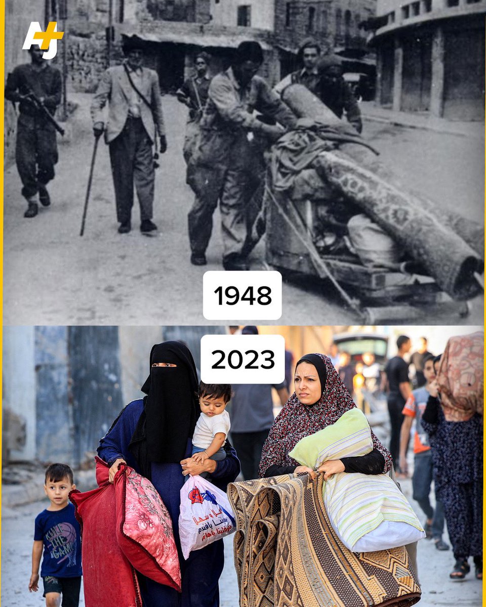 From 1948 to 2023, Israelis have been forcibly expelling Palestinians from their homes.
 
On Friday, the Israeli army told 1M+ Palestinians in northern Gaza they had 24 hours to leave their homes.

Palestinians from Gaza say that a suggestion to open a safe corridor for them to