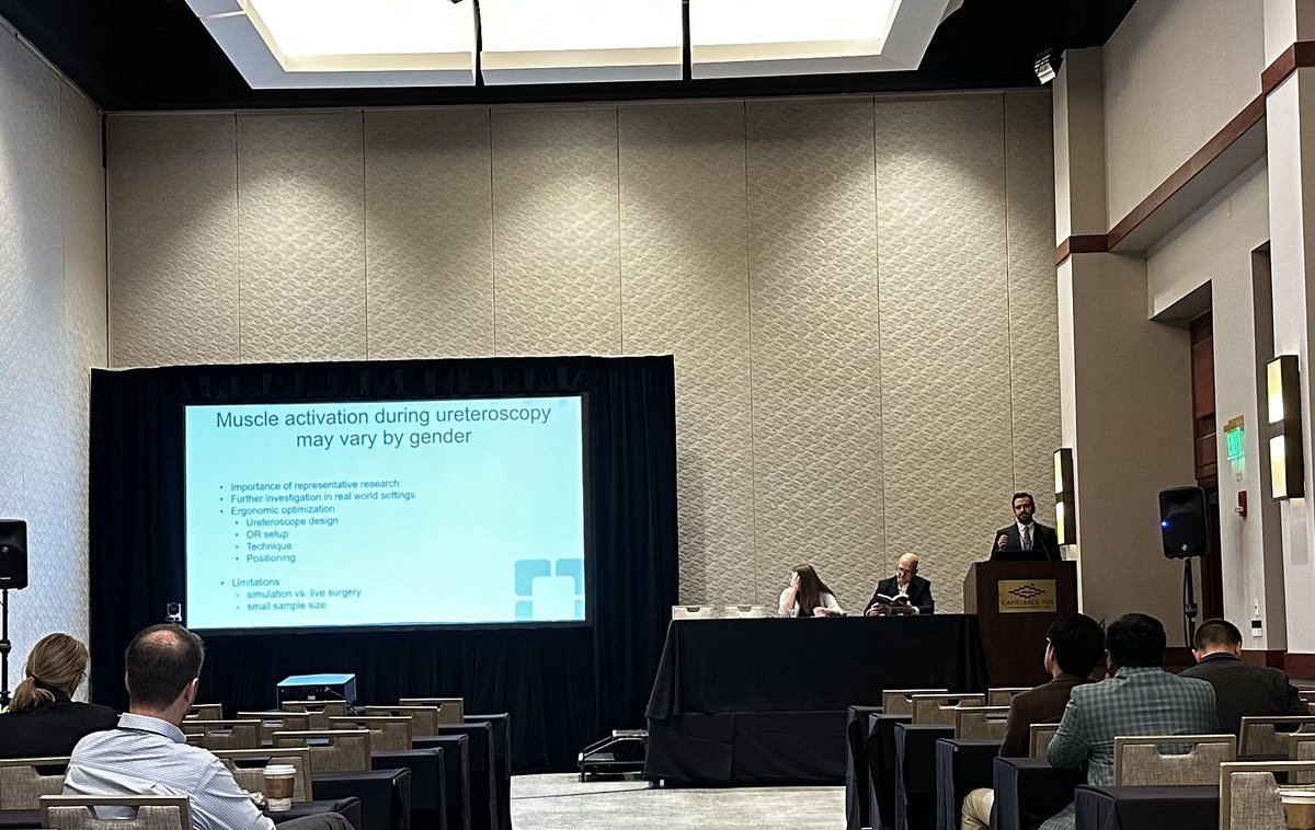 Proud to present our results showing higher muscle activation and mental workload in female vs male urologists during ureteroscopy. We provide insights into further optimization to attempt mitigate higher burnout rates. @ErinKimMed @SmitaDeMD @CleClinicUro @AlecJSun #NCSAUA23