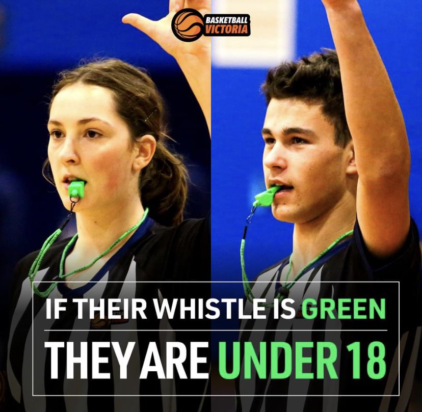 refsupportuk's tweet photo. This scheme brought in by Basketball Victoria is exactly what we should do here in the U.K. a brilliant idea.

The disjointed approach needs to be led by our national governing bodies.

Some County FAs use Different coloured socks some use different coloured Shirts and some use arm bands, to identify that the ref is Under 18.
Let’s make it standard that all refs under 18 use green whistles. 
@Basketball_Vic