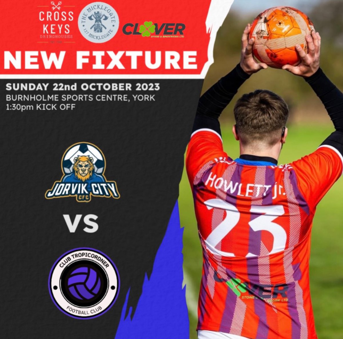 Jorvik City FC (@jorvikcity) on Twitter photo Our next match is 1 week away!!
The rematch V ClubTropiCordner, Jorvik looking to seek revenge after a 4-2 loss at Selby Town last time out! In aid of <a href="/YMenfulness/">Menfulness UK</a>!
🏟️ <a href="/BurnholmeSports/">Burnholme Sports Centre</a>
🕰️ 13:30 Kick Off
📆 Sunday 22nd October 2023
#dontmanupspeakup Our next match is 1 week away!!
The rematch V ClubTropiCordner, Jorvik looking to seek revenge after a 4-2 loss at Selby Town last time out! In aid of <a href="/YMenfulness/">Menfulness UK</a>!
🏟️ <a href="/BurnholmeSports/">Burnholme Sports Centre</a>
🕰️ 13:30 Kick Off
📆 Sunday 22nd October 2023
#dontmanupspeakup