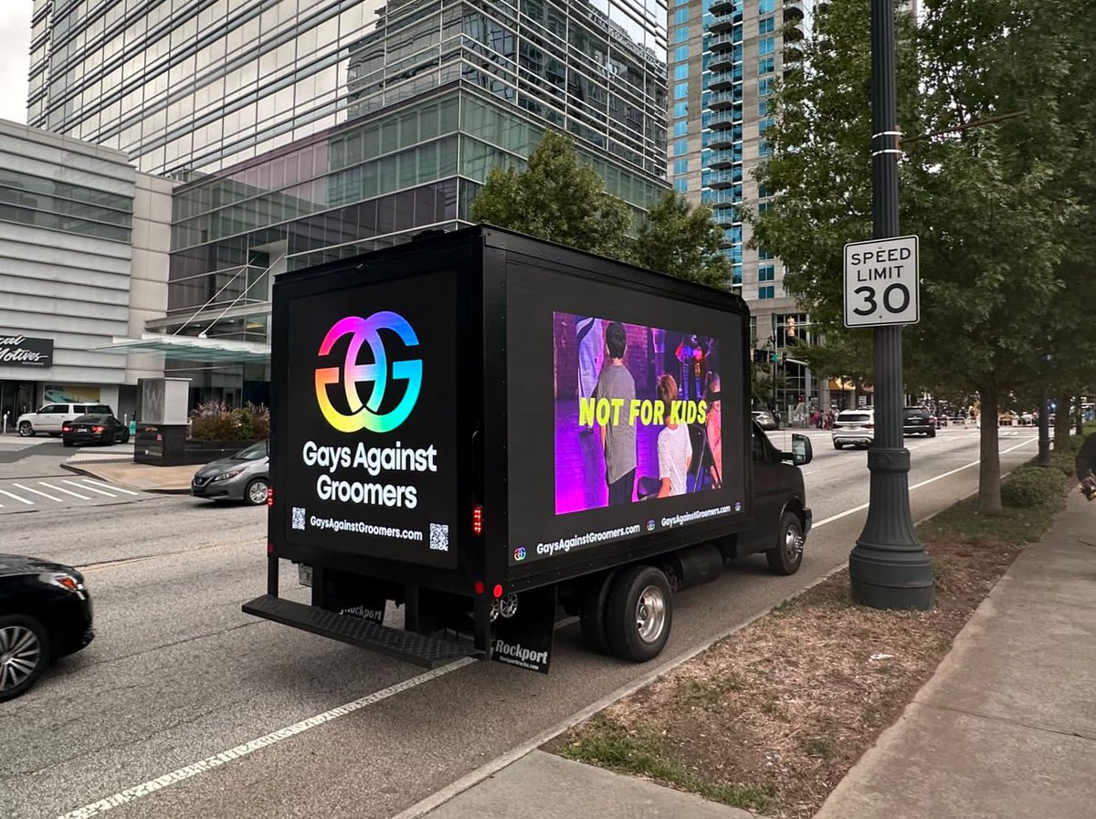 Helloooo Atlanta! We hope you don’t mind us crashing your Pride festivities 🤗 We’ll be cruising around all day to give you guys a reminder that Pride is not for kids!

#GaysAgainstGroomers