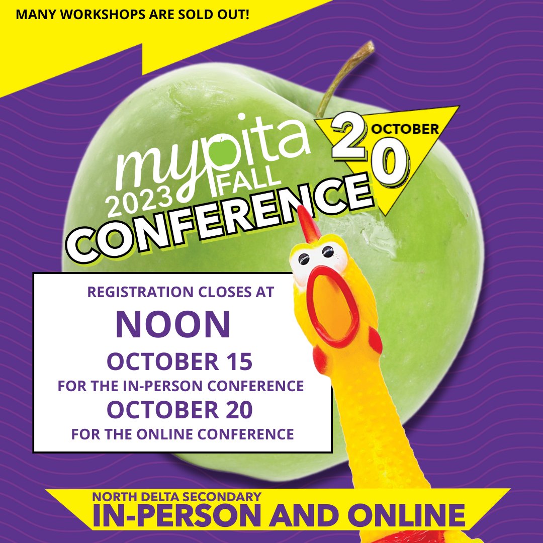 Registration closes at noon on October 15 for the in-person conference and noon on October 20 for the online conference. Register now at mypitaconference.ca