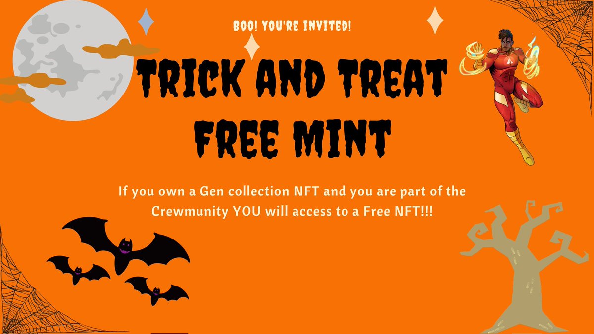 🎃✨ Prepare for a Halloween adventure like no other‼️

Our "CREWMUNITY Trick and Treat" campaign starts Now.
Engage with us, join the Crewmunity and claim your digital collectible cards. 
Loyalty rewarded, community united🦸‍♂️👻
#NFTdrop

Register Here 👇
🔗app.komet.me/nfts/Crewmunit…