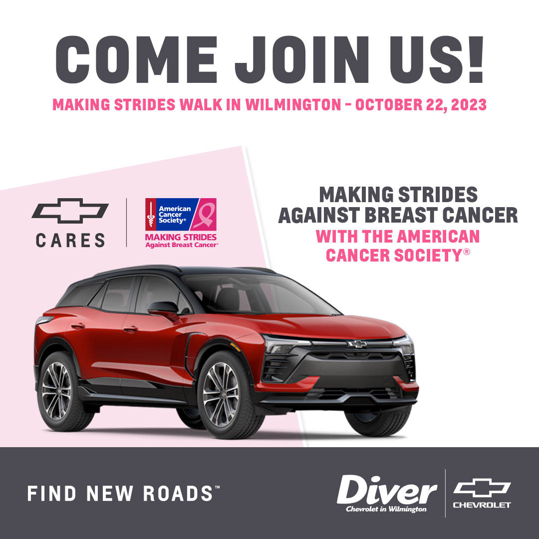 WinnerChev's tweet image. We're teaming up with the American Cancer Society® for the Making Strides Walk in Wilmington on October 22. Let's stride together for a world without breast cancer. 🎗️💪 #MakingStridesWalk #Wilmington2023 #AmericanCancerSociety #DiverChevy

pulse.ly/a5v9hvks16