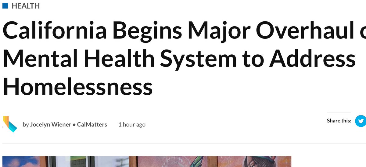 "A $6.4 billion bond to pay for 10,000 new treatment beds and supportive housing, and an overhaul of California’s 20-year-old law that funds mental health services with a tax on millionaires."
#health #homelessness #SanFrancisco