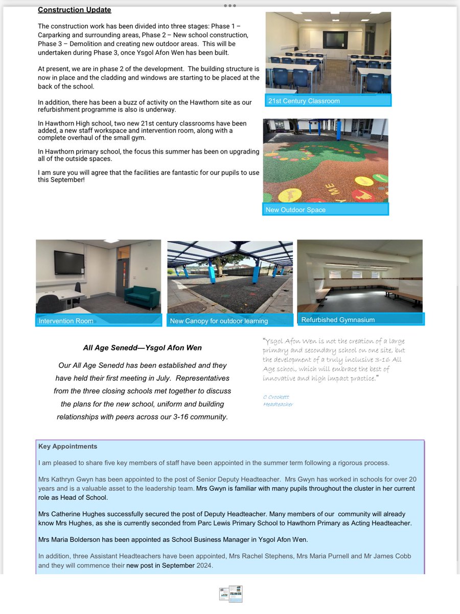 📌 Please take  a look at our latest newsletter.  Exciting  times  / amseroedd  cyffrous!
