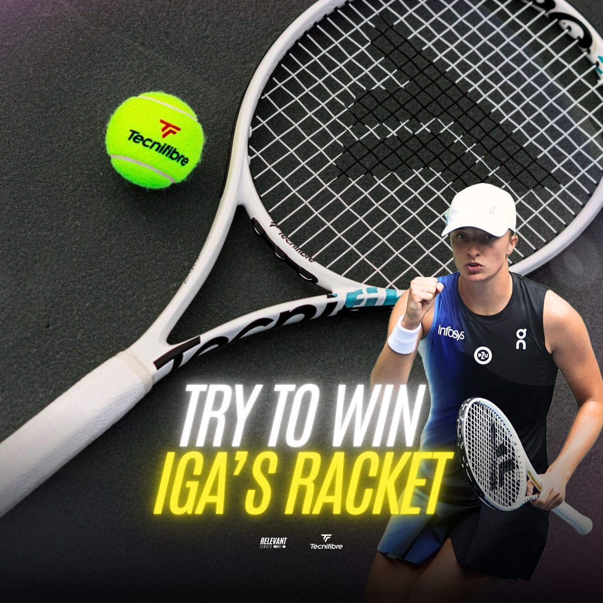 To celebrate our 20,000 followers and Iga Swiatek's achievements, @Tecnifibre gives away a Tempo 298 Iga tennis racket to the luckiest tennis fan! ✨ 

To participate:
🔹 Follow <a href="/RelevantTennis/">Relevant Tennis</a> &amp; Tecnifibre
🔸 Like + RT this post
🔹 Name an event won by Iga in 2023 in the
