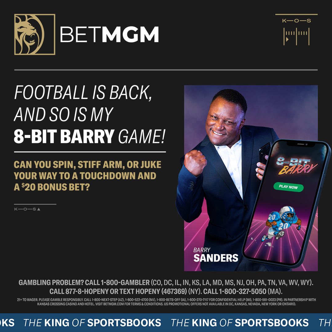 BarrySanders's tweet photo. Get your $20 in free bets by #spinning #juking or #stiffarming your way with #8BitBarry - Only from @BetMGM The King of Sportsbooks.

Retweet this link for the chance to win a signed @PaniniAmerica card from my personal samples.
#SandersSponsors #win #Giveaway https://t.co/HB5MHdRYuc