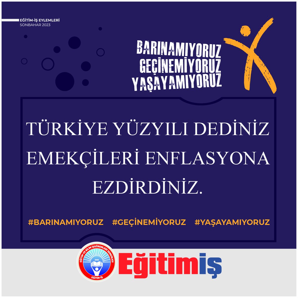 Türkiye Yüzyılı dediniz emekçileri enflasyona ezdirdiniz.
#barınamıyoruzgecinemiyoruzyasayamıyoruz