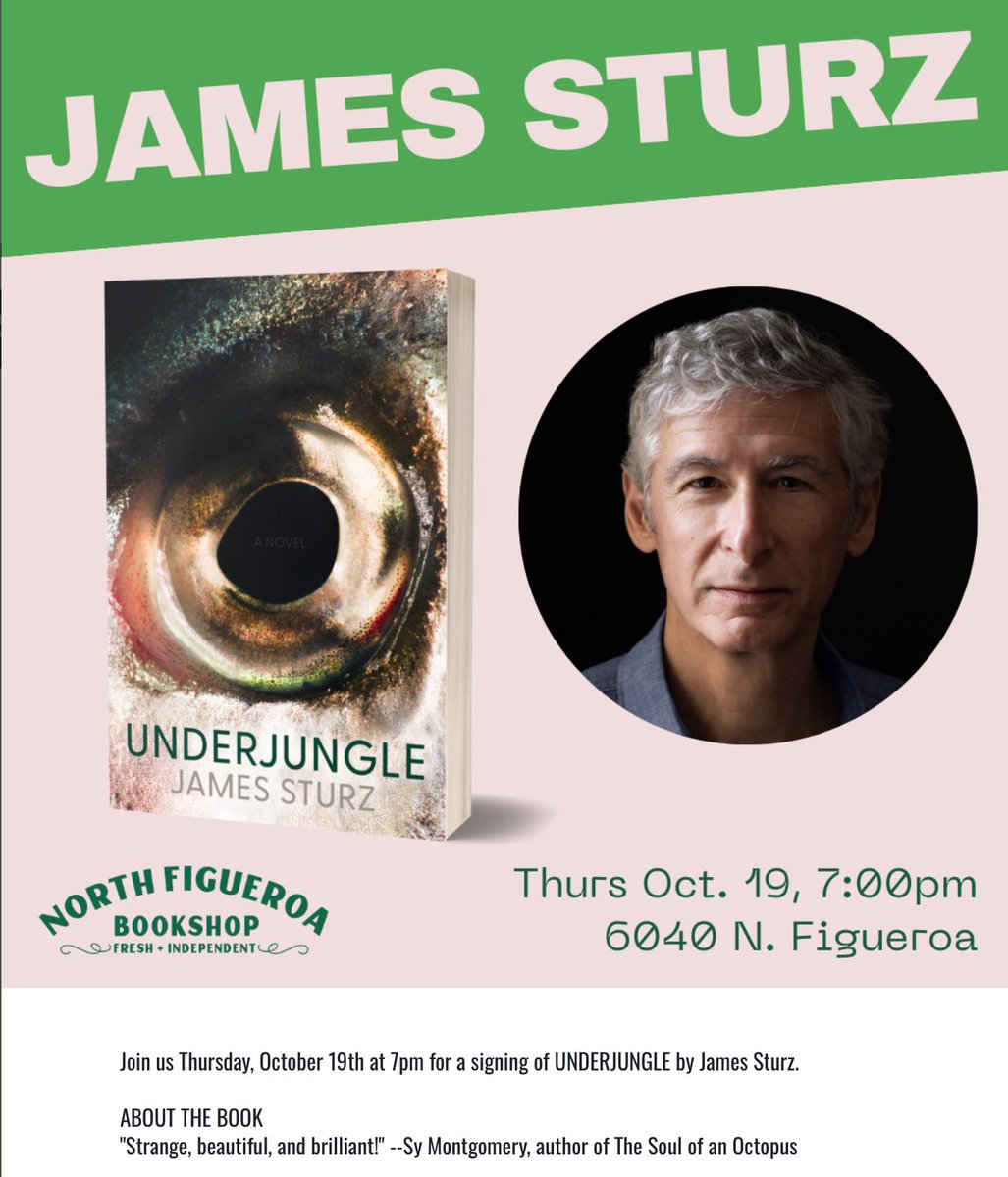 James Sturz (@jamessturz) on Twitter photo Come meet UNDERJUNGLE on its swim through California, at <a href="/BooksIncStores/">Books Inc. 📚🌉</a> in Berkeley on Tues, Oct 17; at Ocean Plant on Ocean Beach in SF on Wed, Oct 18; and at <a href="/northfigbooks/">North Figueroa Bookshop</a> in Los Angeles on Thurs, Oct 19. More info at jamessturz.com/events Come meet UNDERJUNGLE on its swim through California, at <a href="/BooksIncStores/">Books Inc. 📚🌉</a> in Berkeley on Tues, Oct 17; at Ocean Plant on Ocean Beach in SF on Wed, Oct 18; and at <a href="/northfigbooks/">North Figueroa Bookshop</a> in Los Angeles on Thurs, Oct 19. More info at jamessturz.com/events