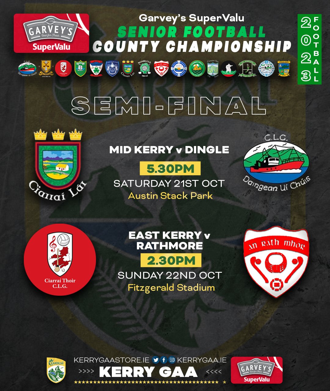 Kerry GAA - 🏐 2023 Credit Union Senior Football County League Division 2⃣  Round 10 fixtures.   #CreditUnionCountyLeagues