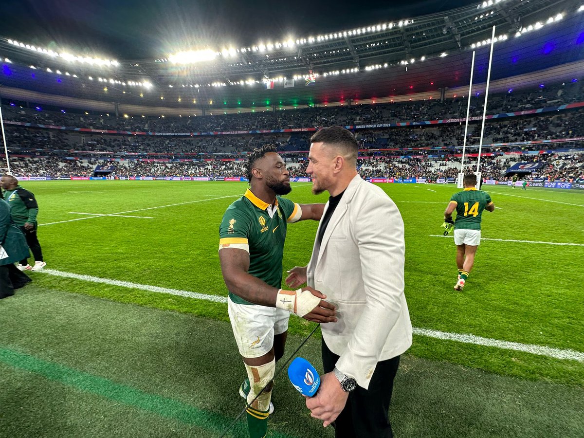 SonnyBWilliams's tweet photo. Always mad love and respect for my @Springboks brothers 💪🏽

Tough to see the @FranceRugby play that well and still come up short, just like the Irish they both could’ve been  playing next week. 

#RWC2023 ❤️🏉 https://t.co/fK8bJQkCu4