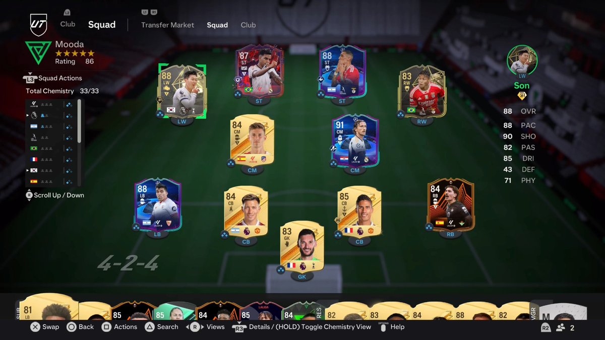 _MohammedMusic's tweet photo. @FUT_Y1 جبت رانك ٣ وفيه قيمين لقمت فيها فصلتين والا المفروض رانك ٢ والله ..
اكونيا محور ولورينتي ظهير يسار داخل القيم 
مهاجمين سون ورودريقو وانخيليتو الممتع كام https://t.co/RUJKunygui