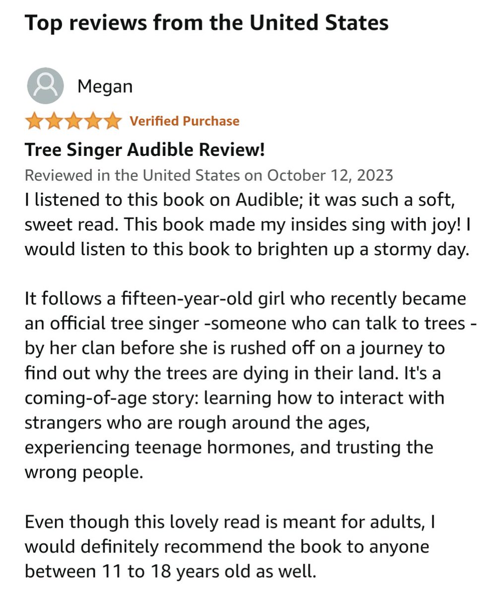 A new five-star review for Tree Singer. If you love Young adult books, cozy fantasies,  trees, and quests, you love Tree Singer!
#books #ya #cozyfantasybooks 
Tree Singer a.co/d/i6cOLxK