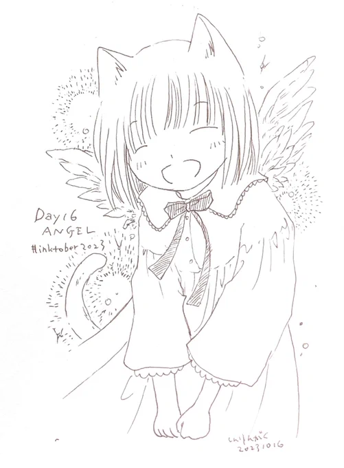 Day16. ANGEL #inktober2023   その笑顔は、まるで