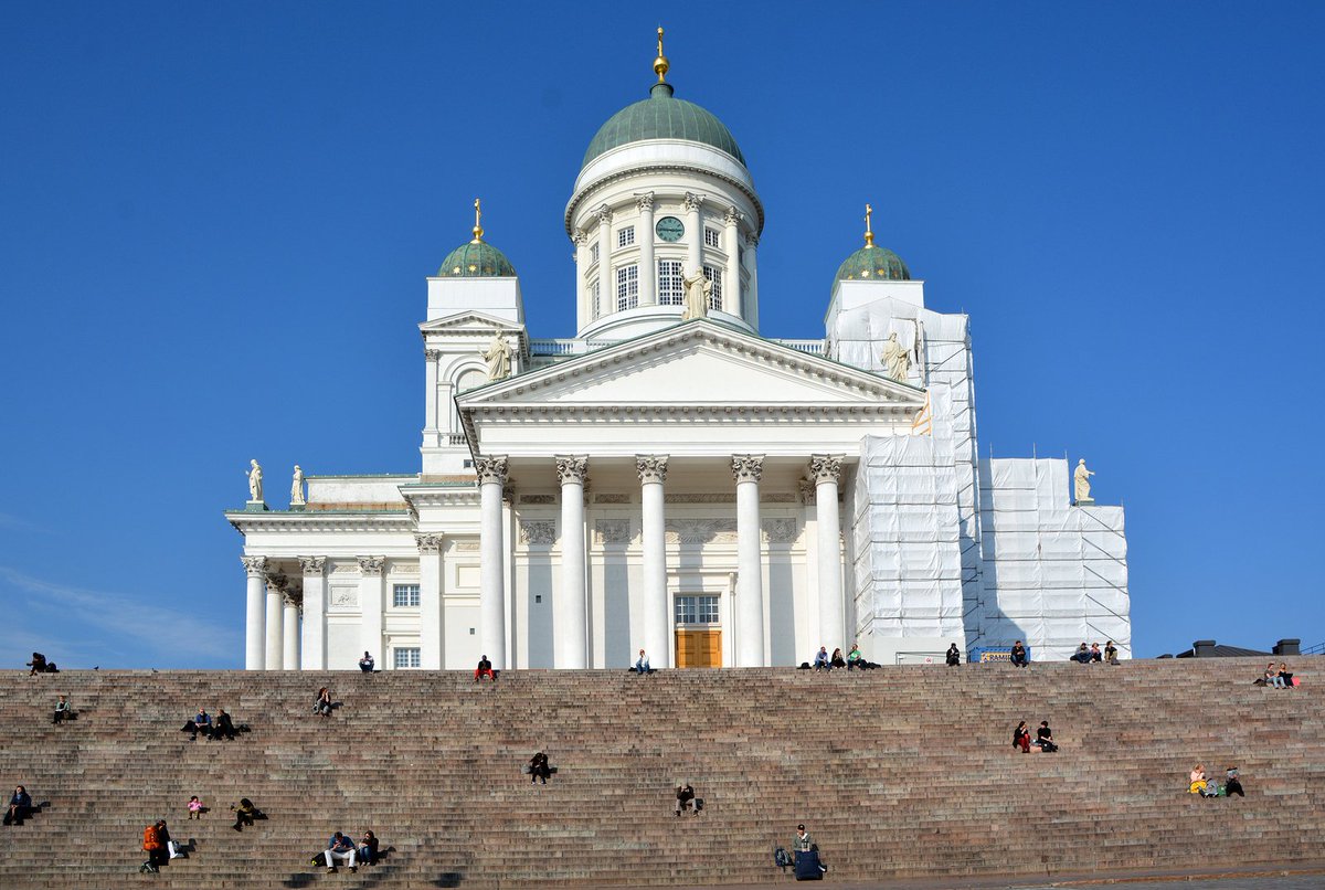 Helsinki offers many quirky appeals. In winter you might go ice swimming or dog-sledding. While in the summer it's alive with festivals. Whenever you decide to go, start by exploring the impressive Helsinki Cathedral completed in 1852. #discoverfinland #visithelsinki #Helsinki