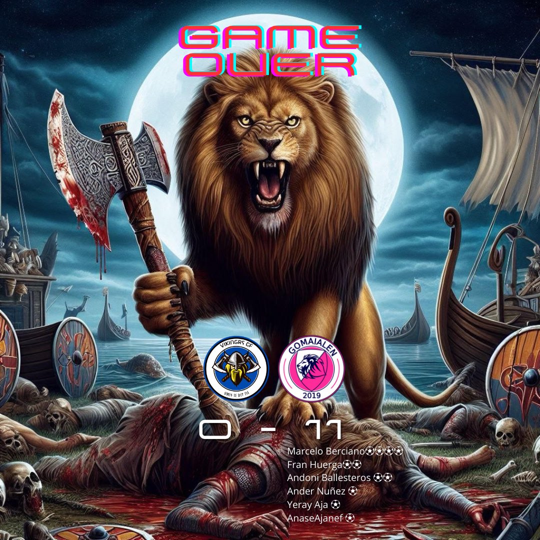 🔵⚫️Vikings 0-11 Gomaialen🟣⚪️

Gran actuación de nuestro equipo en un partido donde solo contábamos con un cambio y sin nuestro portero titular. Seguimos cogiendo ritmo y creando nuestra forma de juego de esta temporada. 
<a href="/GoMaialen1/">@GoMaialen</a> <a href="/iker14066/">Iker</a> #futbolrapido #gomaialen