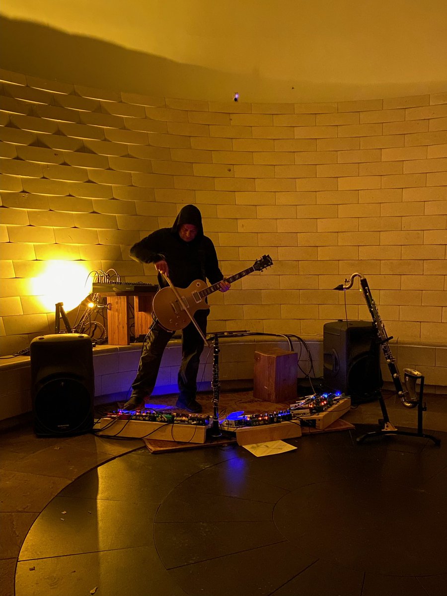 CraigColorusso's tweet image. Bowed guitar in the Skyspace at @crystalbridges part of Art Trail at Night: Glow Party photo by @keely_brice