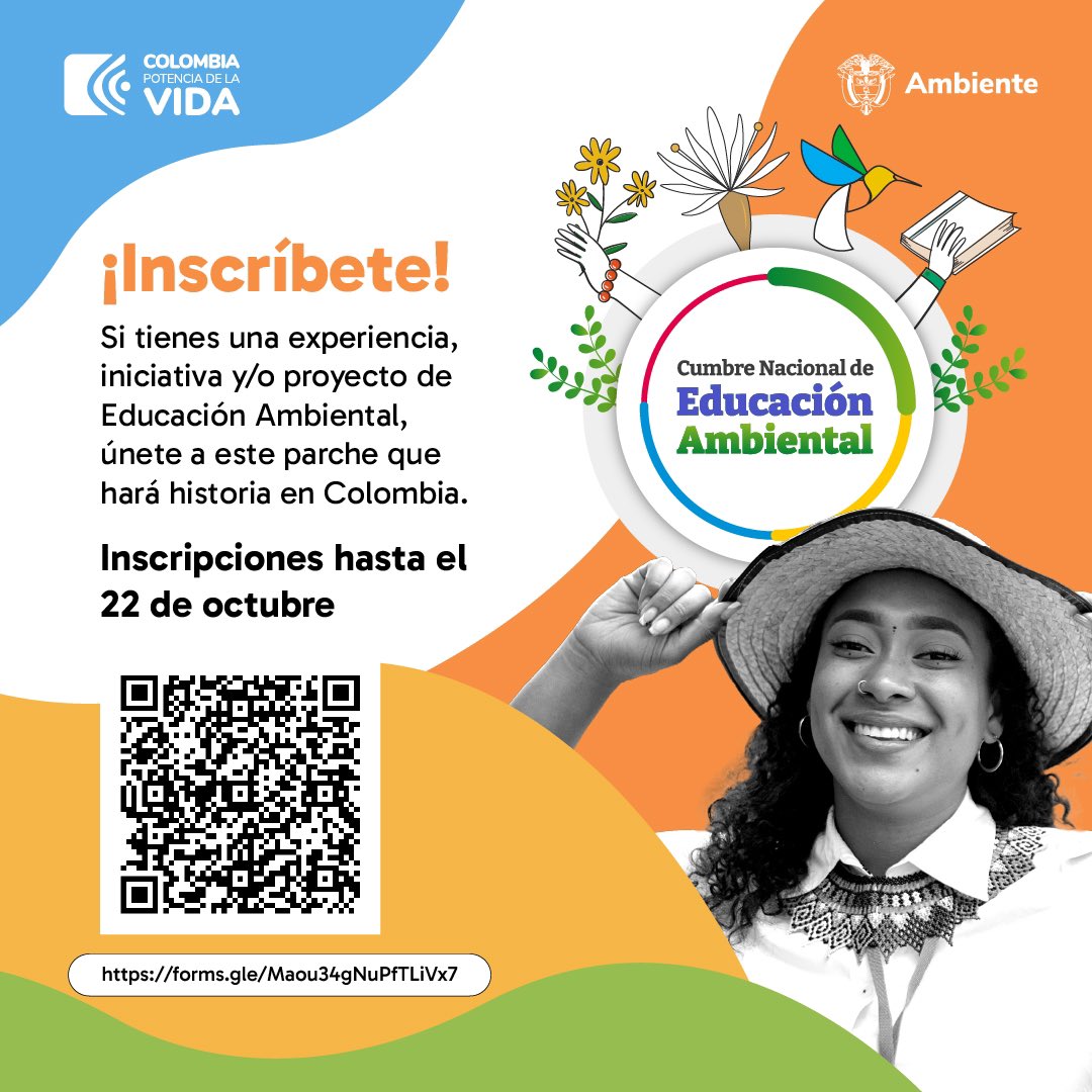 MinAmbienteCo's tweet photo. ¿Sabías que puedes ser parte de la Cumbre Nacional de Educación Ambiental?

Si tienes experiencia, iniciativas y/o proyectos de Educación Ambiental, únete a este grupo 💪🏽 que hará historia en Colombia.

Inscríbete en el siguiente enlace 🔗
https://t.co/Tt2LoG5Wwz

📍Bogotá, Universidad Nacional de Colombia
📅 25 y 26 de noviembre