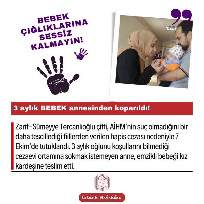 “Geceleri karnı acıkıyor ve ağlıyor.

Mama veriyoruz ama hiçbir zaman anne sütü yerine geçmez. 
Anne kokusunun yerini biz dolduramayız. 
Enis daha çok küçük bir bebek. 
Annesine muhtaç. 

Anneden ayrı ne kadar iyi olabilir?”

ÜçAylıkEnise AnnesiniVerin