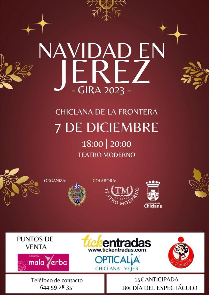 𝐆𝐈𝐑𝐀 𝟐𝟎𝟐𝟑 - “𝐍𝐚𝐯𝐢𝐝𝐚𝐝 𝐞𝐧 𝐉𝐞𝐫𝐞𝐳”
Llega a Chiclana de la Frontera un espectáculo donde los cantes jerezanos darán la bienvenida al nacimiento del redentor.

📆 Jueves 7 de Diciembre de 2023
📌 Teatro Moderno
🕛 18:00 | 20:00

ENTRADAS PROXIMAMENTE
