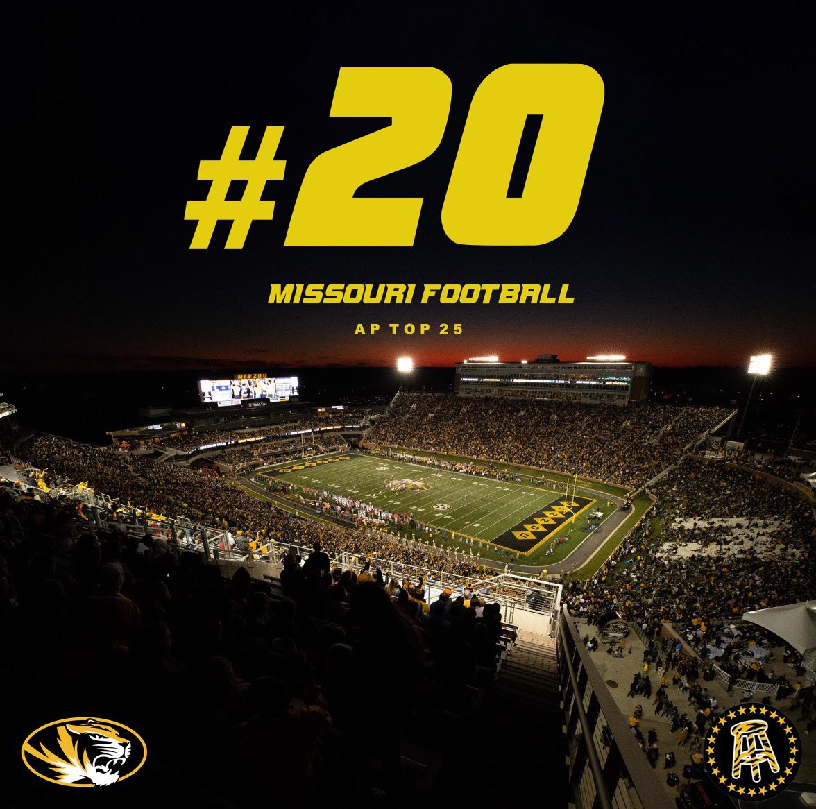 Mizzou is ranked in the top 20 of the AP Poll for the first time since the final poll in the 2014 season! M-I-Z