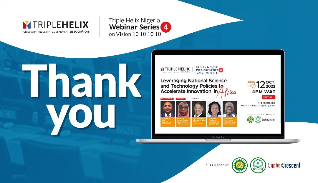 triplehelixnig's tweet photo. We extend our deepest gratitude to everyone who made our final webinar for the year, themed "Leveraging National Science and Technology Policies to Accelerate Innovation in Africa", an outstanding success.

#TripleHelixNigeria #TripleHelix #Science #Technology #Innovation #Africa https://t.co/mAzu5LG0UY