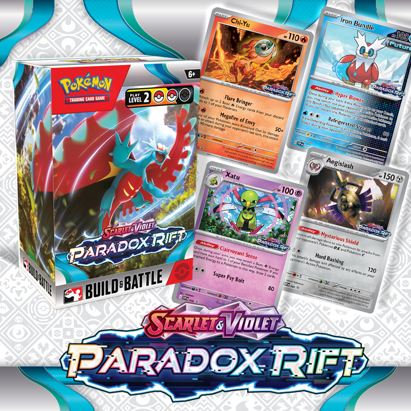 Del 21 al 28 d'octubre tindran lloc les presentacions de la nova col·lecció de Pokémon JCC, Paradox Rift! 

El pack inclou una baralla de 40 cartes, amb 4 sobres complementaris per a millorar l'estratègia! A més també  rebreu una carta promocional exclusiva!