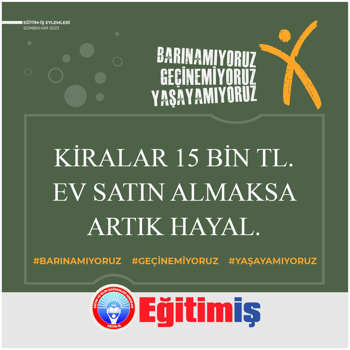 Kiralar 15 Bin TL
Ev Satın Almaksa Artık Hayal
#barınamıyoruzgecinemiyoruzyasayamıyoruz