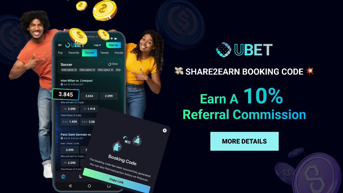 UBET__Sports's tweet photo. 🎲 Introducing #CopyBet: Earn a 10% referral commission!
🤑 Share your bets with others and get a commission.
☯️ It's a win-win for all!
📲 https://t.co/y0uBZWJyS1
🧵Issa thread ⬇️
#bettingtips #GamblingTwitter #Web3Betting #Web3gaming #web3 #GamblingX #NFL #EPL #NBAPreseason https://t.co/IskbGfDjR9