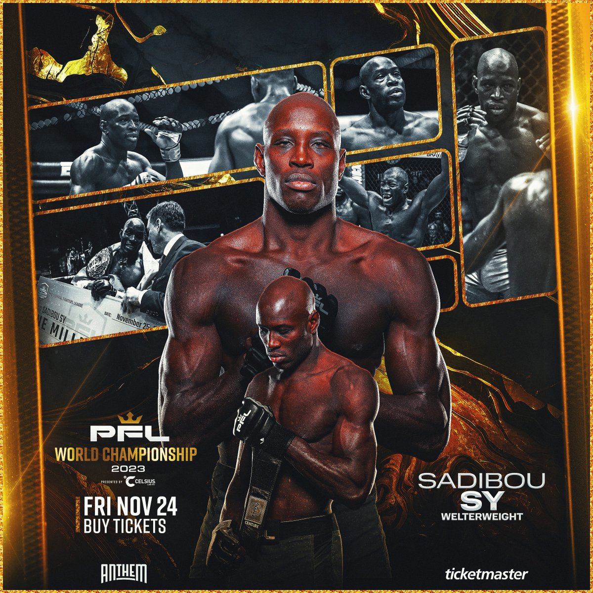 𝙇𝙤𝙤𝙠𝙞𝙣𝙜 𝙛𝙤𝙧 𝙩𝙝𝙚 2️⃣PEAT 🏆🏆 2022 PFL Welterweight World Champion Sadibou Sy looks to keep sitting on the Welterweight throne on November 24th [Friday, November 24th |🎟️pfl.info/DCTix | #PFLWorldChampionship]