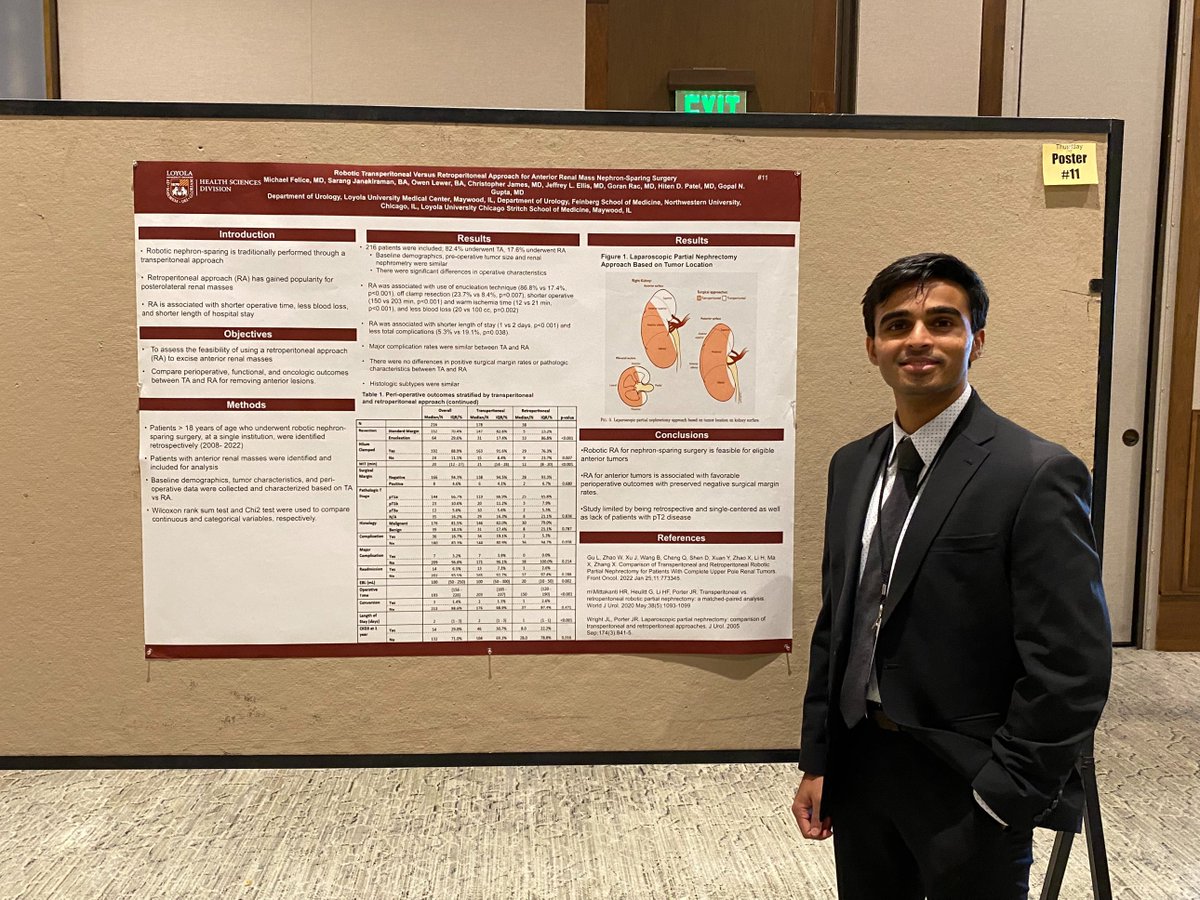 SaJanakiraman's tweet image. A great time in sunny Scottsdale🌵☀️

Had a blast presenting on robotic transperitoneal vs retroperitoneal approach for anterior renal masses in nephron-sparing surgery! Huge thanks to
@LoyolaUrology for the support