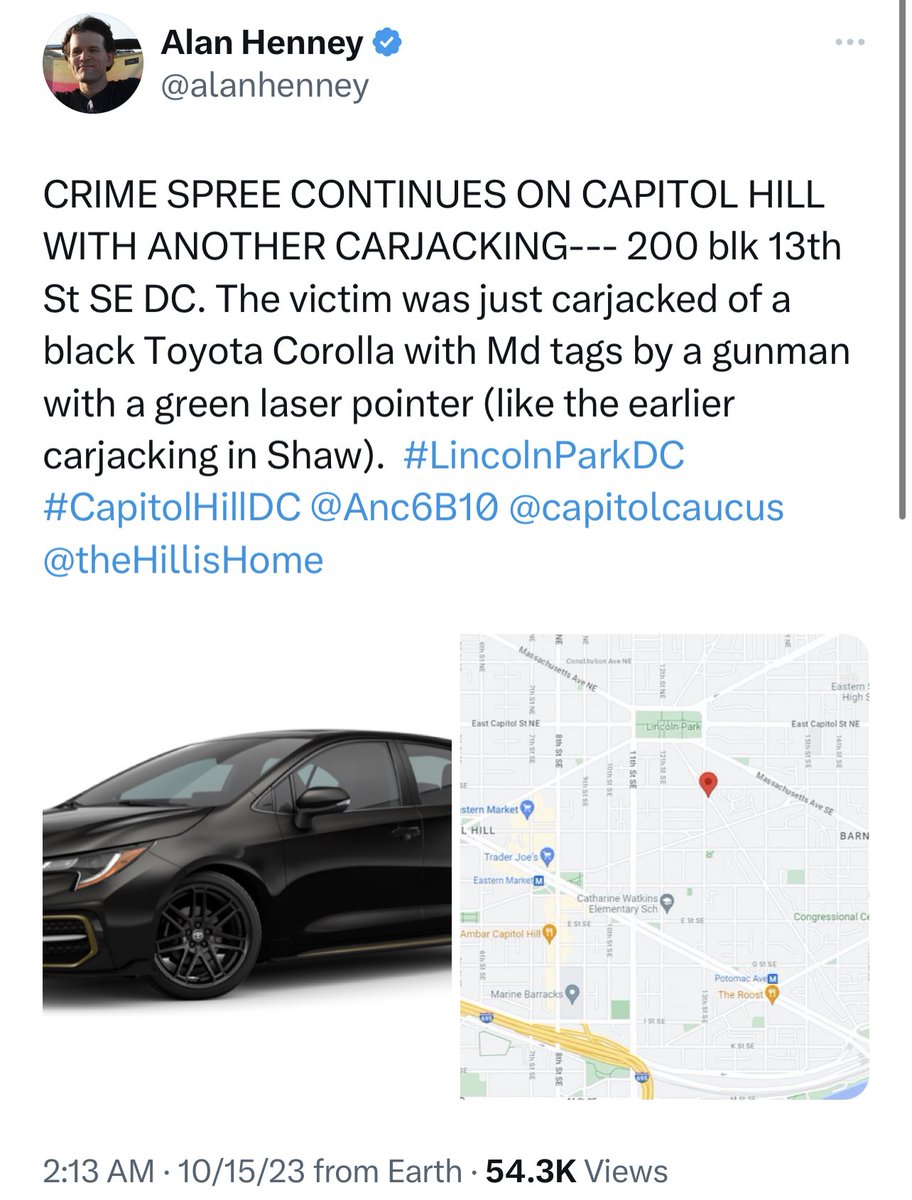 FeverPotomac's tweet photo. @charlesallen @SaveMottsMarket A block away from another robbery and carjacking early this morning. People are prisoners in their homes after dark in Ward 6 thanks to your policies. You have ruined the neighborhood. https://t.co/APu7N7adbX