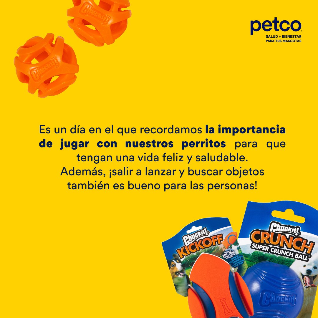 PetcoMexico's tweet image. Hoy es el #FetchDay, y te invitamos a celebrarlo con tu pequeño en compañía de los mejores juguetes de ChuckIt! 🥎 🐕 Disfruta este día y sal a jugar con tu peludito. 💕🐶