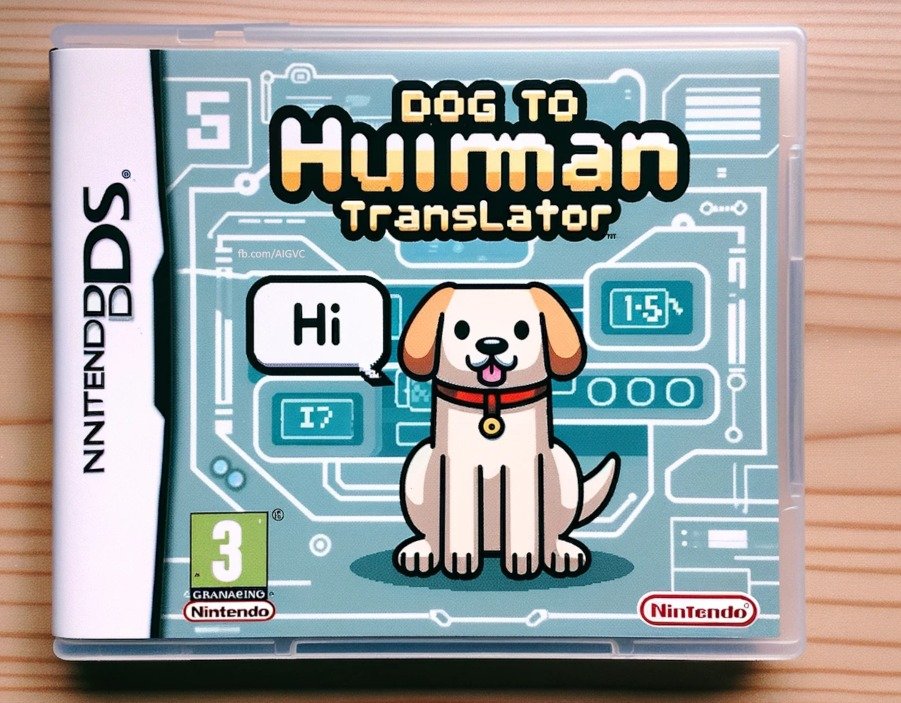 AIGenGames's tweet photo. Title: Dog To Human Speech Translator
Genre: Software
Platform: Nintendo DS
Released in 2007 https://t.co/5mbvwCRu8A